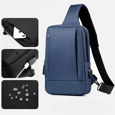 Travel Business One-Shoulder Backpack Sling Bag with USB Charging Port