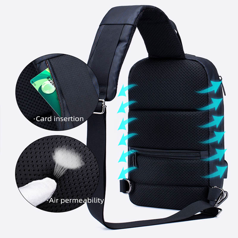 Business Sling Backpack Chest Bag Daypack with Bottle Holder