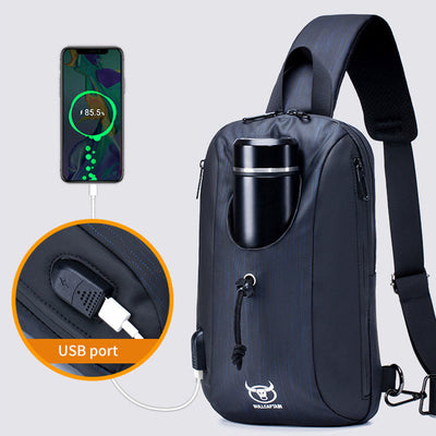 Business Sling Backpack Chest Bag Daypack with Bottle Holder