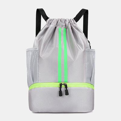 Striped Drawstring Backpack Gym Bag Sport Bag with Shoes Compartment