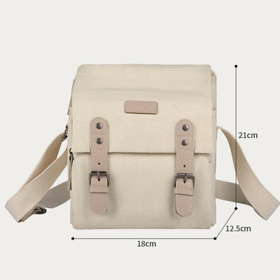 Vintage Compact Canvas Crossbody Camera Bag with Detachable Insert Case