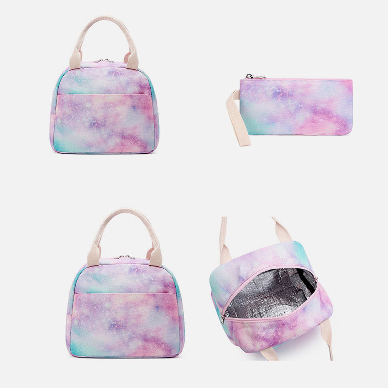 3Pcs Tie-Dye School Bag Set Backpack Lunch Bag Pencil Case