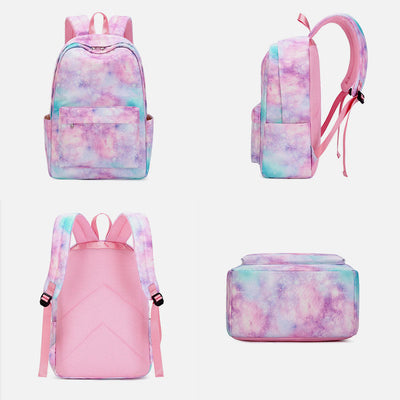 3Pcs Tie-Dye School Bag Set Backpack Lunch Bag Pencil Case