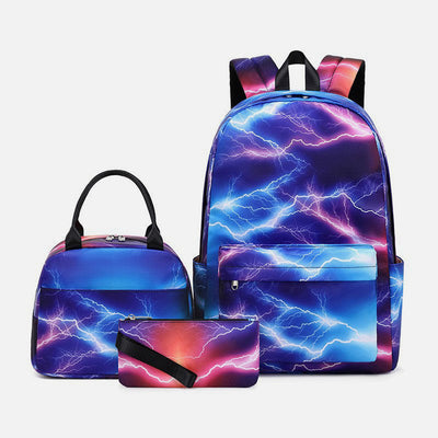 3Pcs Tie-Dye School Bag Set Backpack Lunch Bag Pencil Case