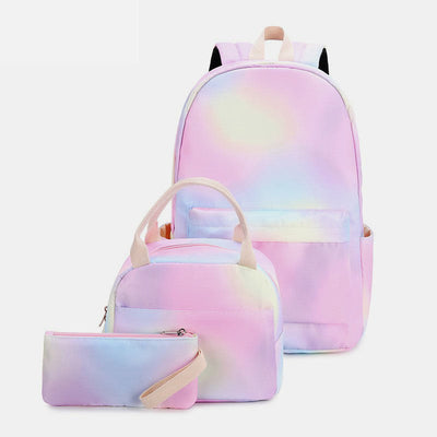 3Pcs Tie-Dye School Bag Set Backpack Lunch Bag Pencil Case