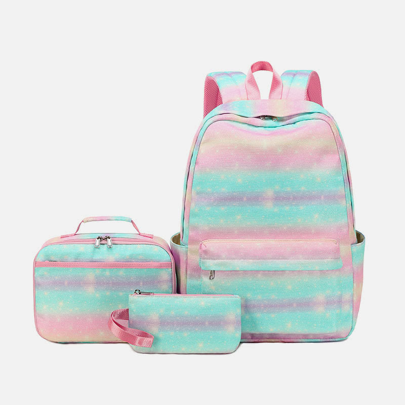 3Pcs Tie-Dye School Bag Set Backpack Lunch Bag Pencil Case