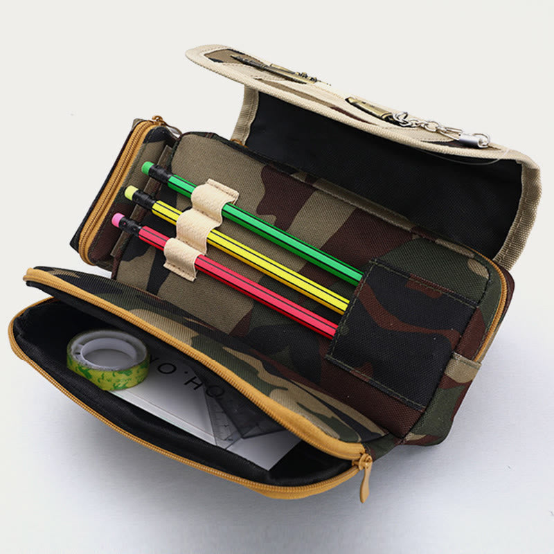 Tactical Large Capacity Pen Pouch Camo Zip Pen Organizer