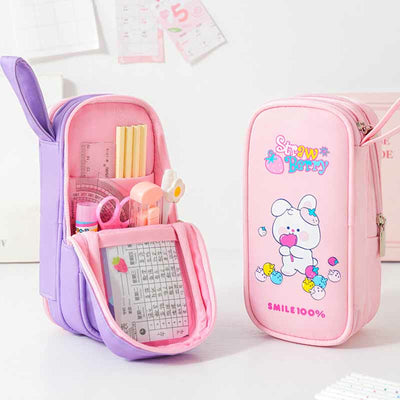 Double Zip Cute Pencil Case for School Pen Pouch Stationery Storage