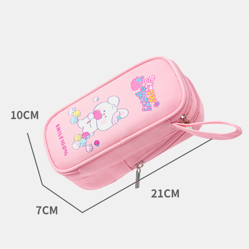 Double Zip Cute Pencil Case for School Pen Pouch Stationery Storage