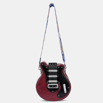 Fashion Guitar Shaped Vegan Leather Crossbody Bag Women's Purse