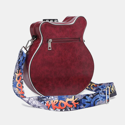 Fashion Guitar Shaped Vegan Leather Crossbody Bag Women's Purse