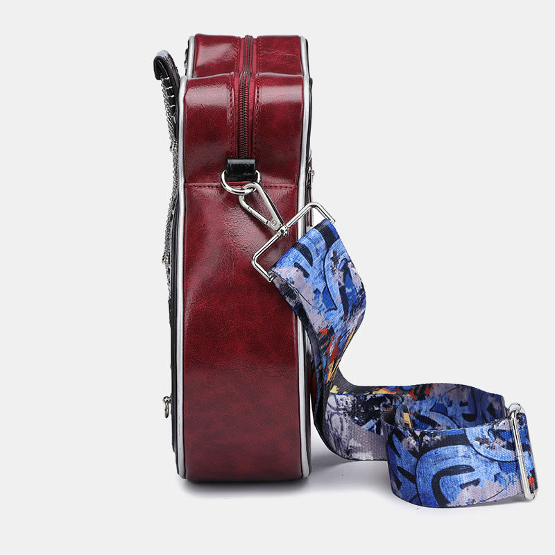 Fashion Guitar Shaped Vegan Leather Crossbody Bag Women's Purse