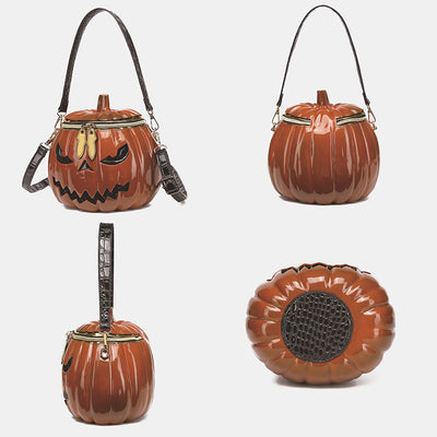 Novelty Pumpkin Shaped Handbag Crossbody Bag Halloween Pumpkin Purse