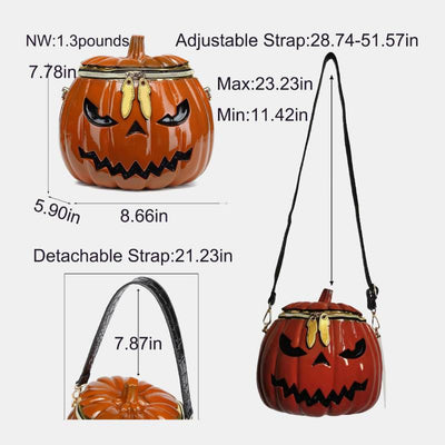 Novelty Pumpkin Shaped Handbag Crossbody Bag Halloween Pumpkin Purse