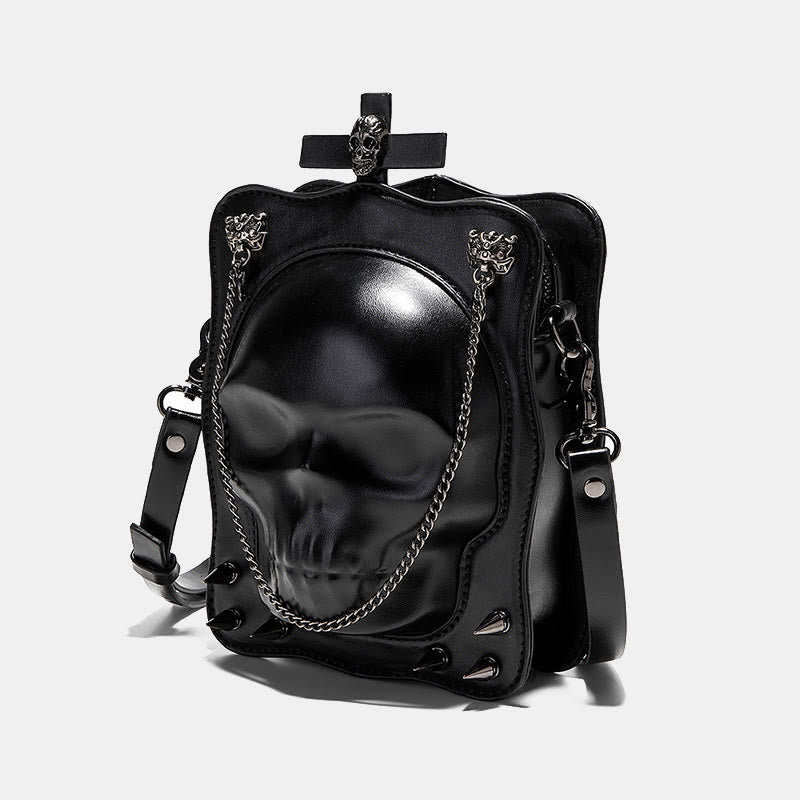 Gothic Handbag Black Skull Cross Design Handbag Crossbody Bag