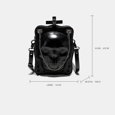 Gothic Handbag Black Skull Cross Design Handbag Crossbody Bag