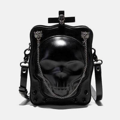 Gothic Handbag Black Skull Cross Design Handbag Crossbody Bag