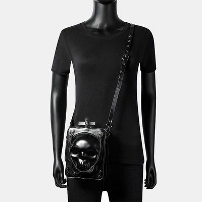 Gothic Handbag Black Skull Cross Design Handbag Crossbody Bag