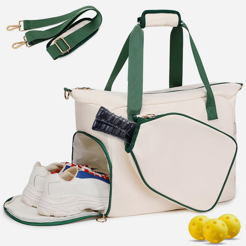 Large Capacity Pickleball Racket Tote Shoulder Bag with Shoe Compartment