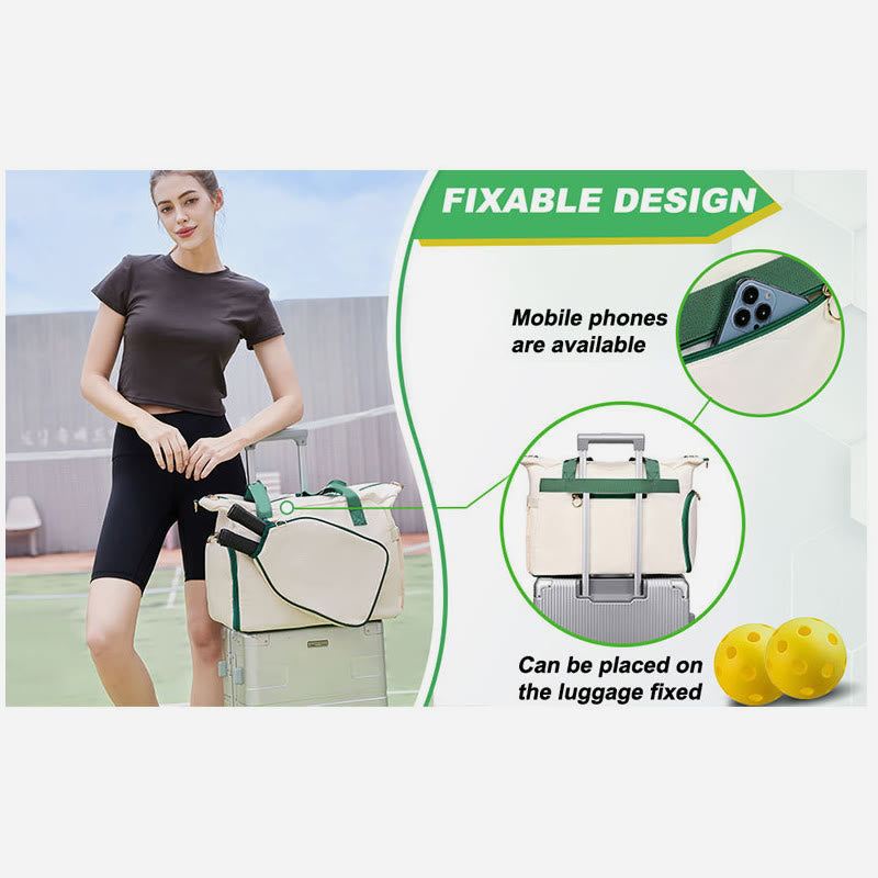 Large Capacity Pickleball Racket Tote Shoulder Bag with Shoe Compartment