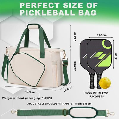 Large Capacity Pickleball Racket Tote Shoulder Bag with Shoe Compartment