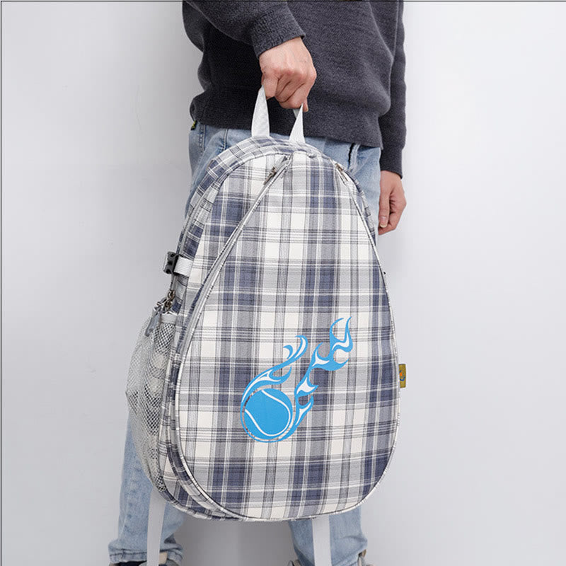 Plaid Print Tennis Racket Bag Backpack with Shoe Compartment