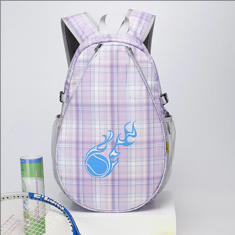 Plaid Print Tennis Racket Bag Backpack with Shoe Compartment