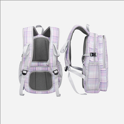 Plaid Print Tennis Racket Bag Backpack with Shoe Compartment