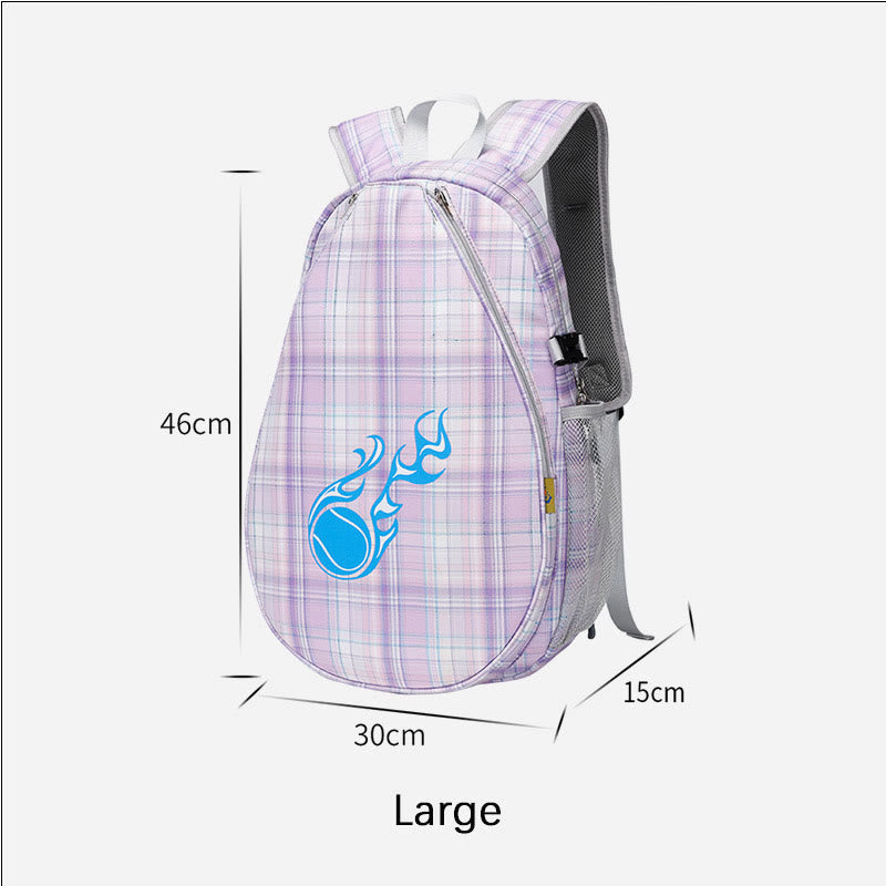 Plaid Print Tennis Racket Bag Backpack with Shoe Compartment