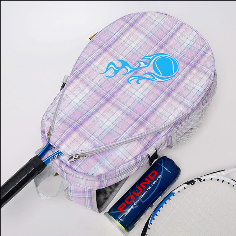 Plaid Print Tennis Racket Bag Backpack with Shoe Compartment