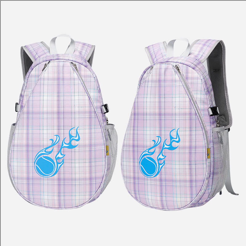 Plaid Print Tennis Racket Bag Backpack with Shoe Compartment