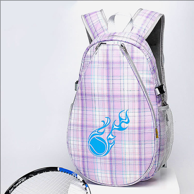 Plaid Print Tennis Racket Bag Backpack with Shoe Compartment