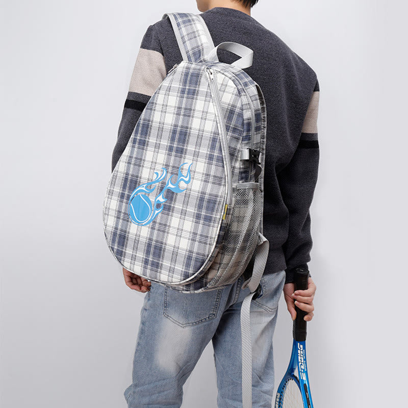 Plaid Print Tennis Racket Bag Backpack with Shoe Compartment