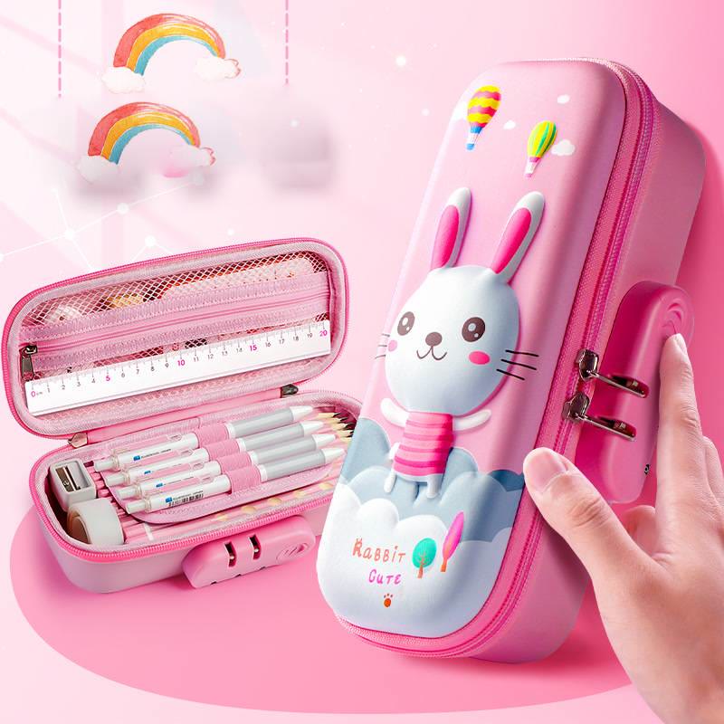 Cute Pencil Case For Kids Large Capacity Coded Lock Case