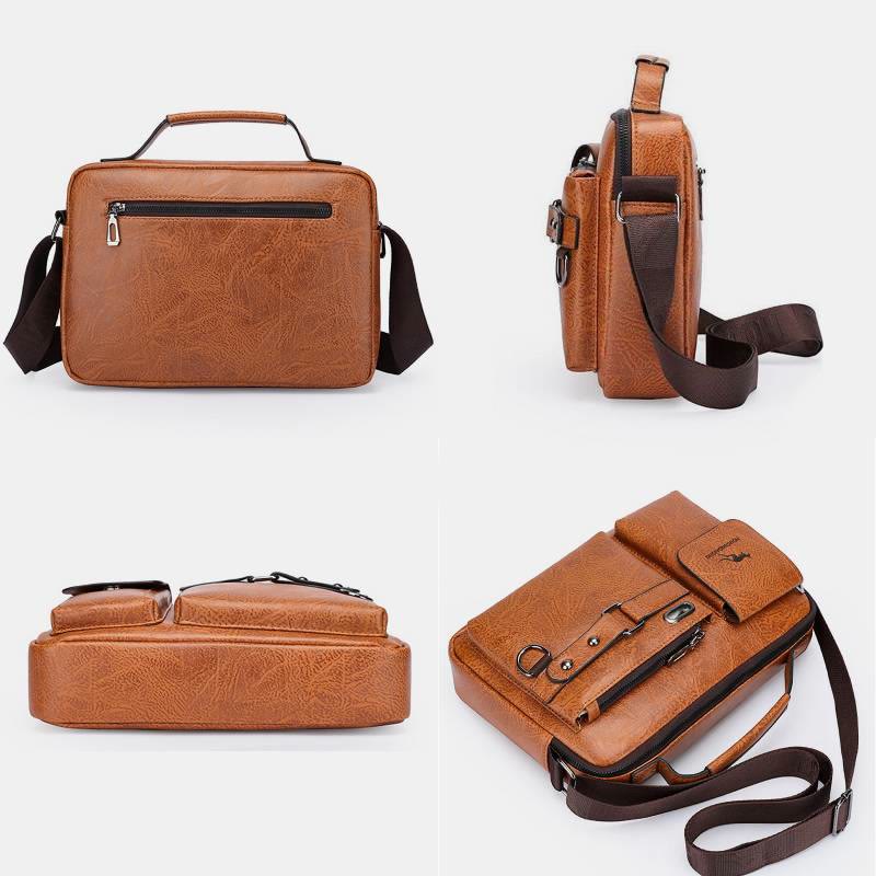 Classic Messenger Bag For Men Business Leather Crossbody Satchel Purse