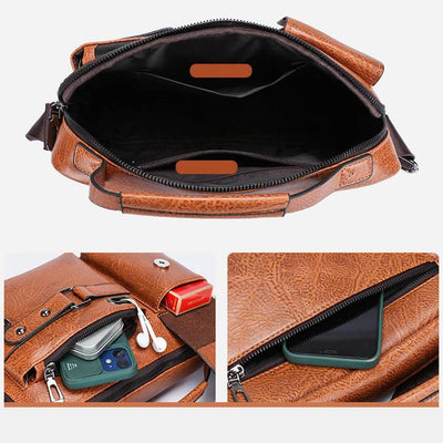 Classic Messenger Bag For Men Business Leather Crossbody Satchel Purse