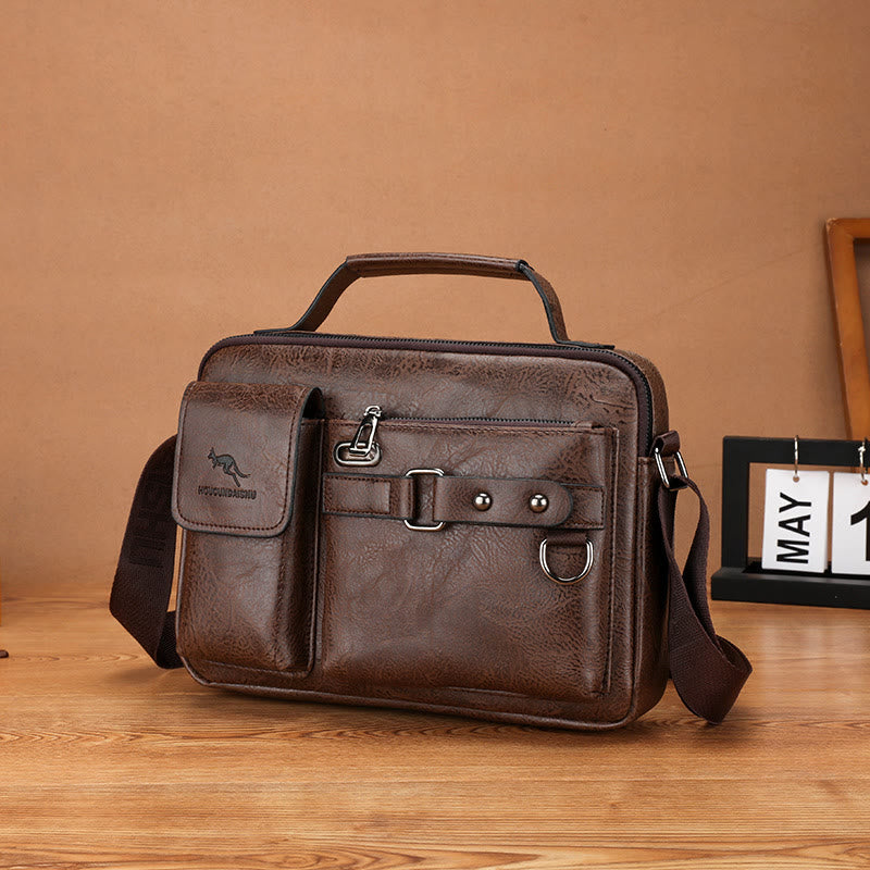 Classic Messenger Bag For Men Business Leather Crossbody Satchel Purse