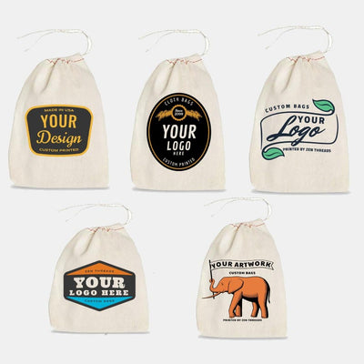 Custom Logo/Image Print Reusable Canvas Drawstring Bag Goodies Party Favour Bag