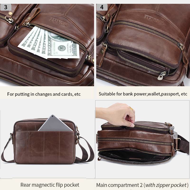 Messenger Bag For Men Business Solid Color Roomy Crossbody Bag