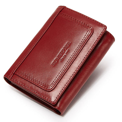 Trifold Roomy Leather Wallet RFID Blocking Anti-theft Wallet