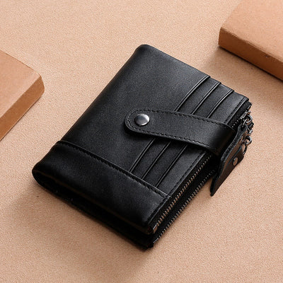 Casual Genuine Leather Double Zipper Wallet