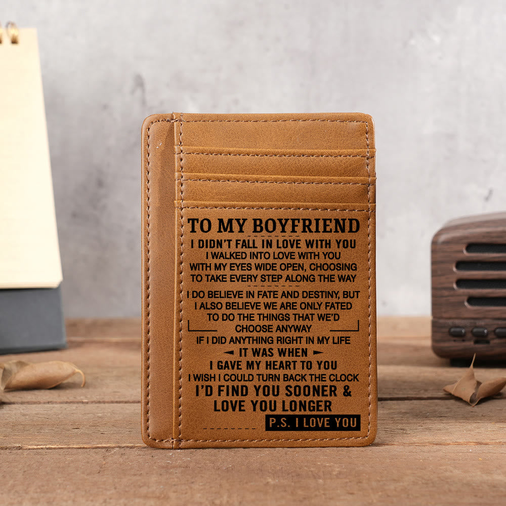 Engraved Leather Wallet Card Holder Gift For Son Husband Grandson Boyfriend