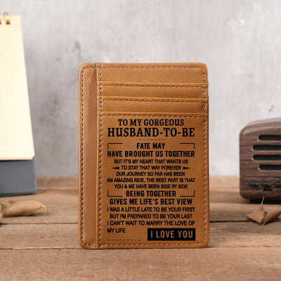 Engraved Leather Wallet Card Holder Gift For Son Husband Grandson Boyfriend