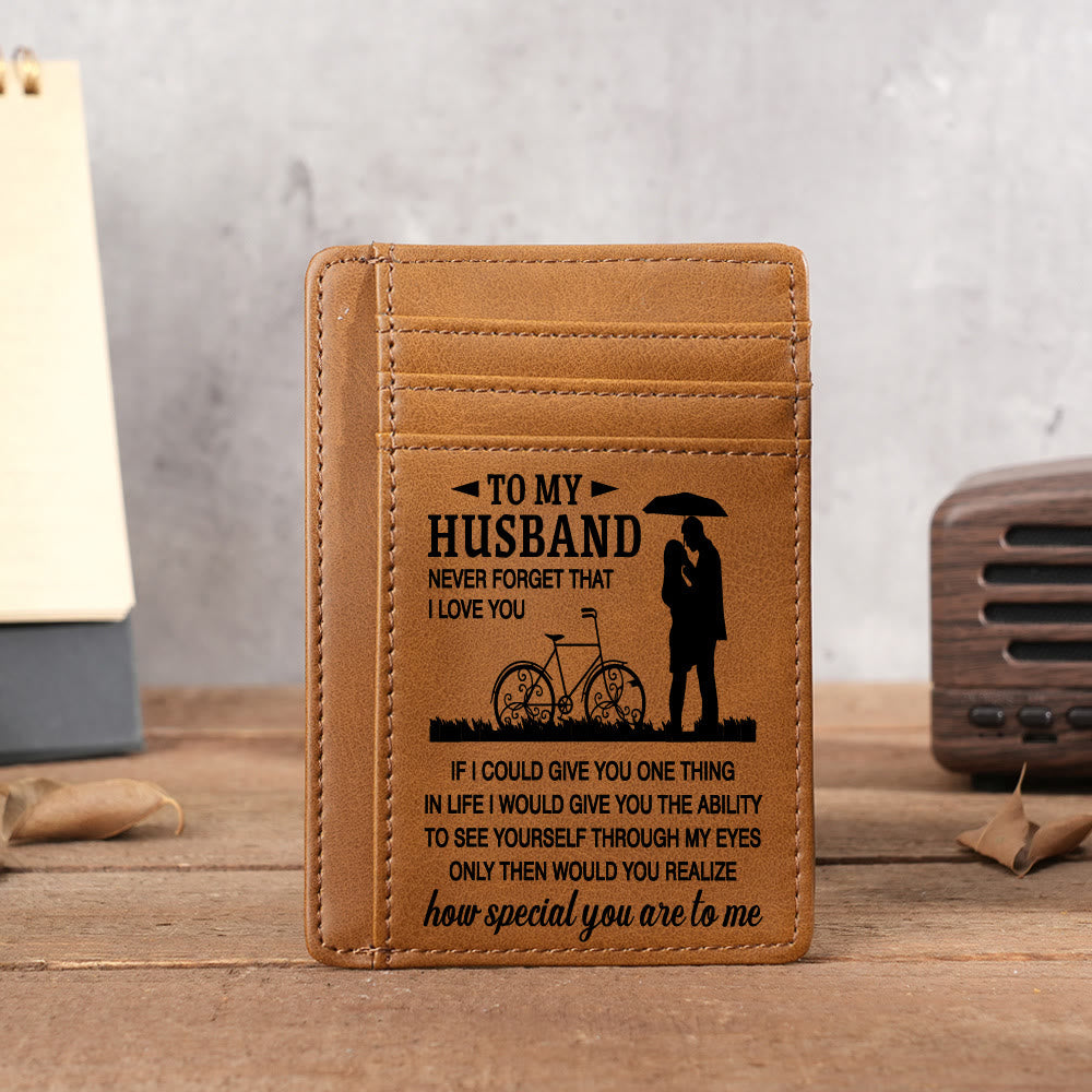 Engraved Leather Wallet Card Holder Gift For Son Husband Grandson Boyfriend