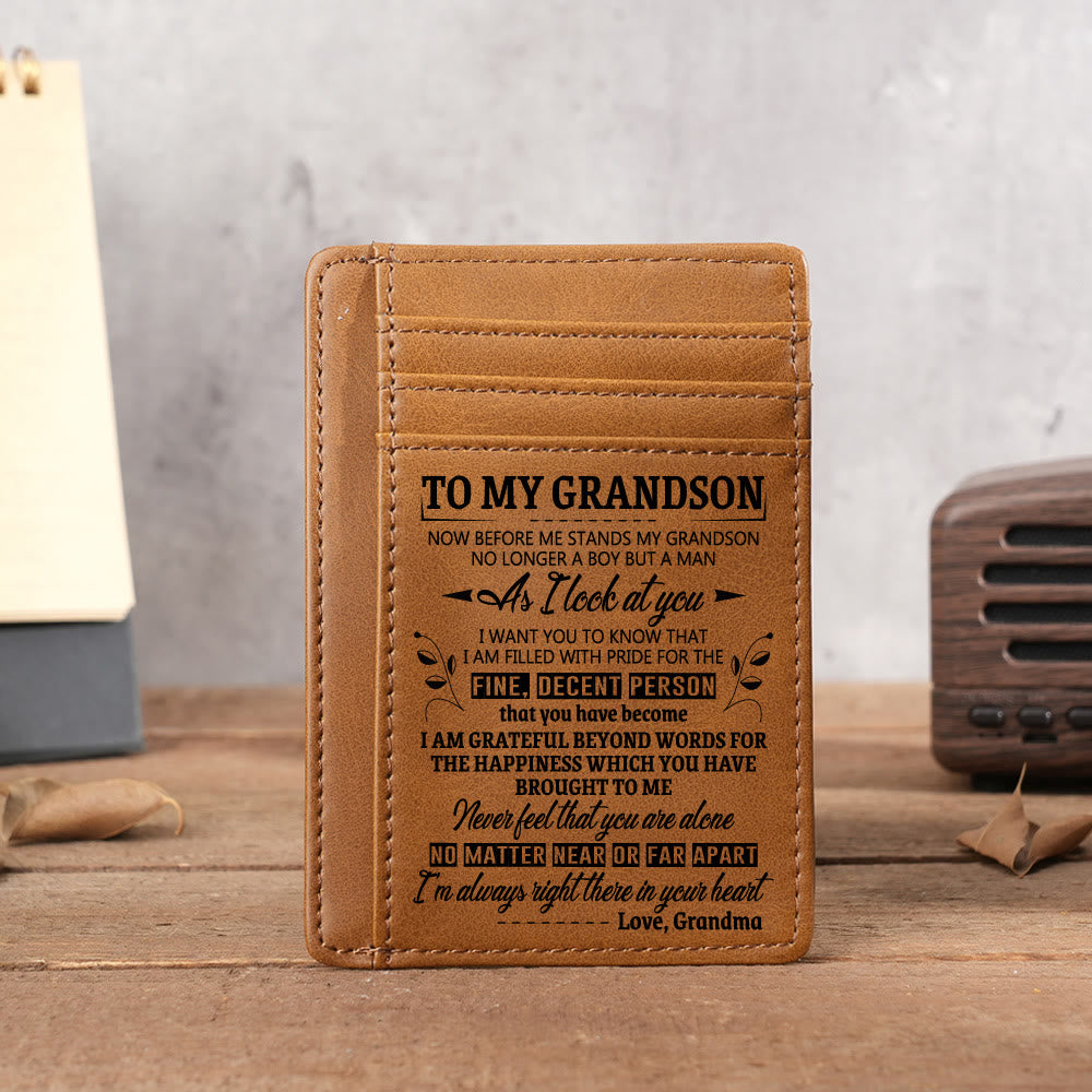 Engraved Leather Wallet Card Holder Gift For Son Husband Grandson Boyfriend