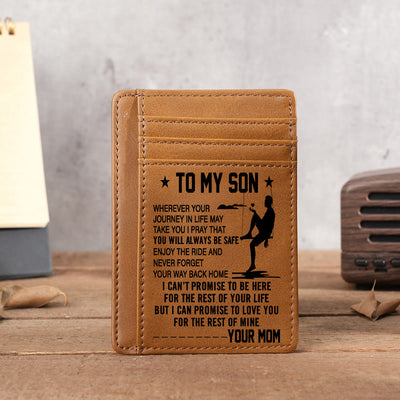 Engraved Leather Wallet Card Holder Gift For Son Husband Grandson Boyfriend