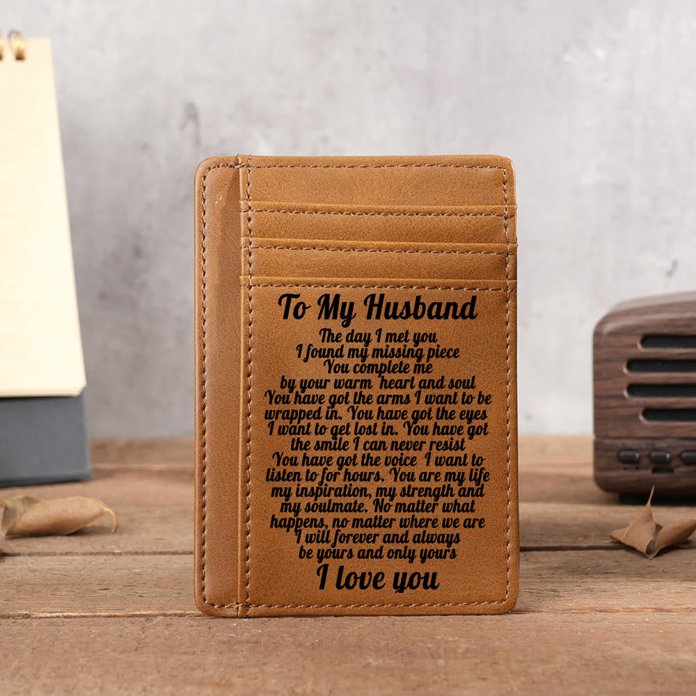 Engraved Leather Wallet Card Holder Gift For Son Husband Grandson Boyfriend