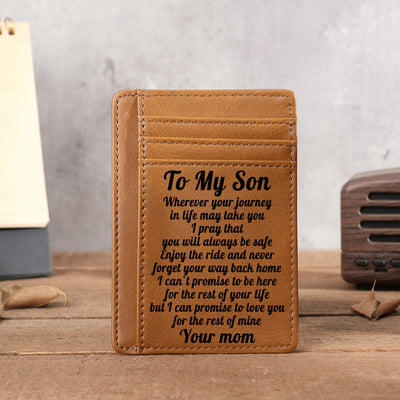 Engraved Leather Wallet Card Holder Gift For Son Husband Grandson Boyfriend