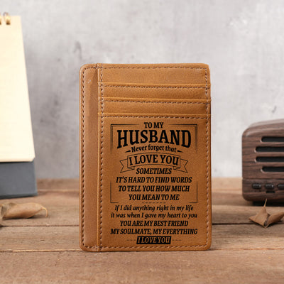 Engraved Leather Wallet Card Holder Gift For Son Husband Grandson Boyfriend