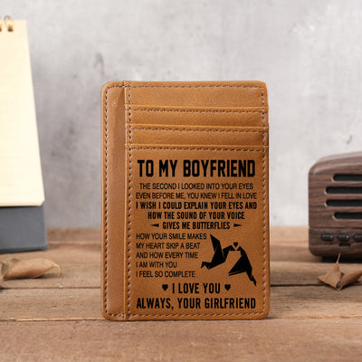 Engraved Leather Wallet Card Holder Gift For Son Husband Grandson Boyfriend